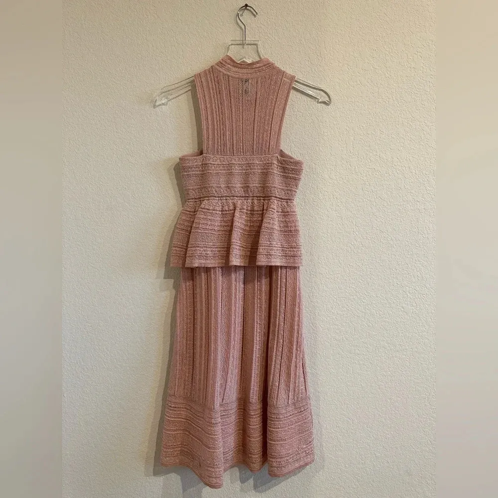 M Missoni Stretch Lace Peplum Dress US4‎ Baby Pink Shimmer Wedding Size 4 - Image 3