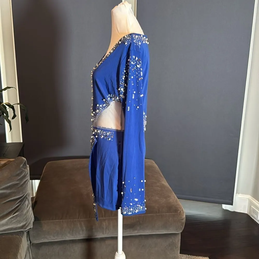 Women’s Blue Sparkly Long Sleeve V - Image 15