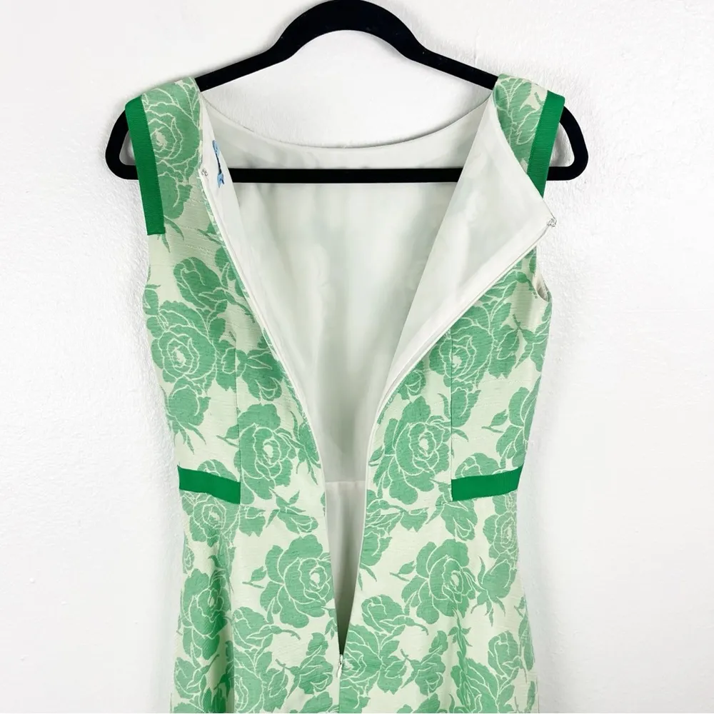 ANTONIO MELANI Natasha Green Poplin Sateen Floral A-Line Maxi Dress, Size 4 - Image 5