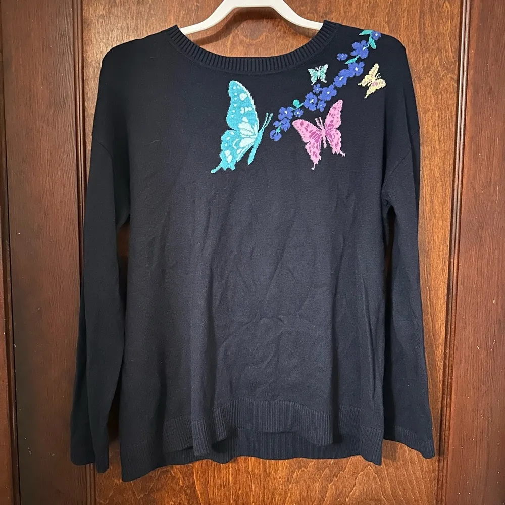 Talbots Butterfly Print Sweater Size L - Image 2