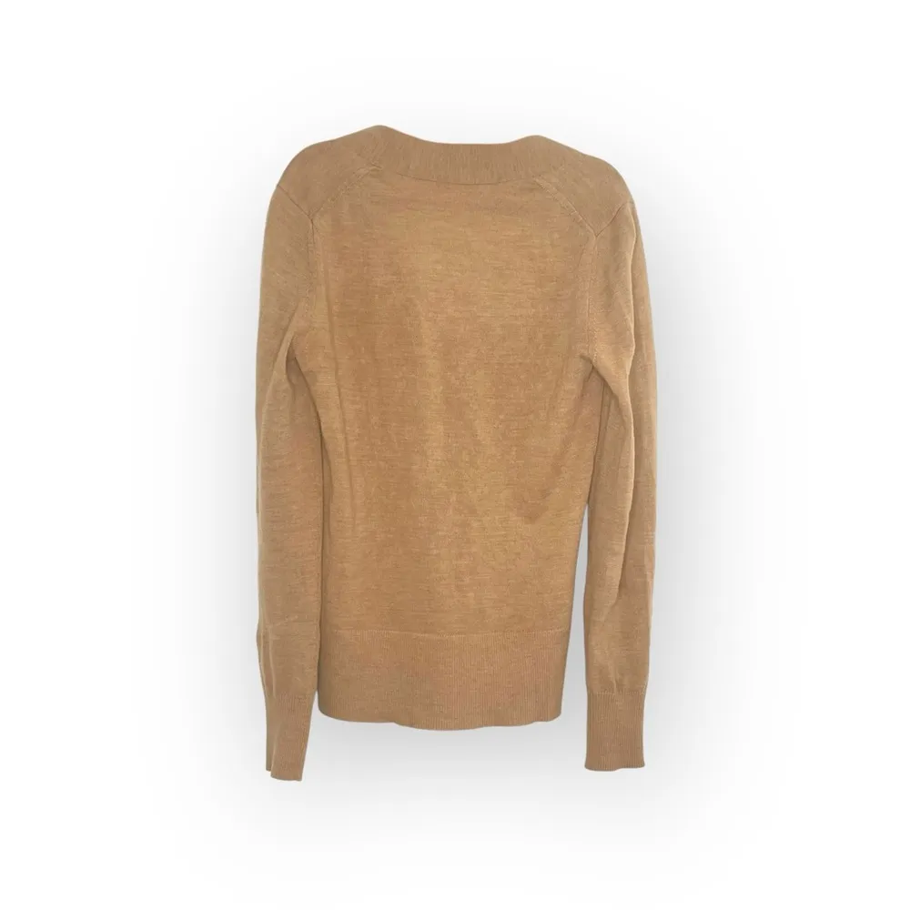 Tory Burch ࿌ Logo Button Merino Wool V Neck Cardi Cardigan ࿌ Sepia Brown ࿌ XS ࿌ - Image 3