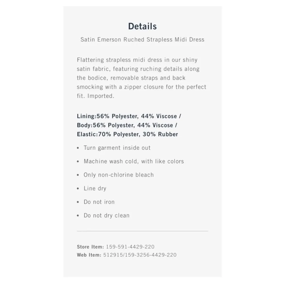 NEW Abercrombie & Fitch Satin Emerson Ruched Strapless Midi Dress - Image 10