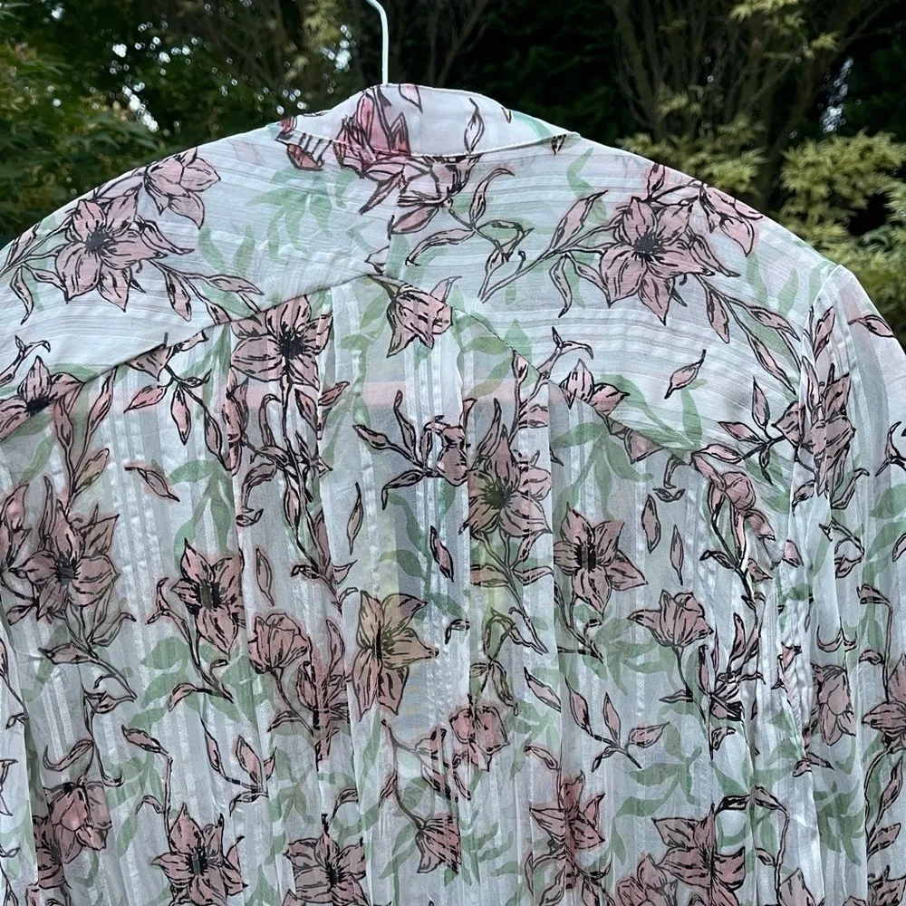 RAG & Bone Women's Calista Long Sleeve Chiffon Maxi Dress in White Floral Size M - Image 11