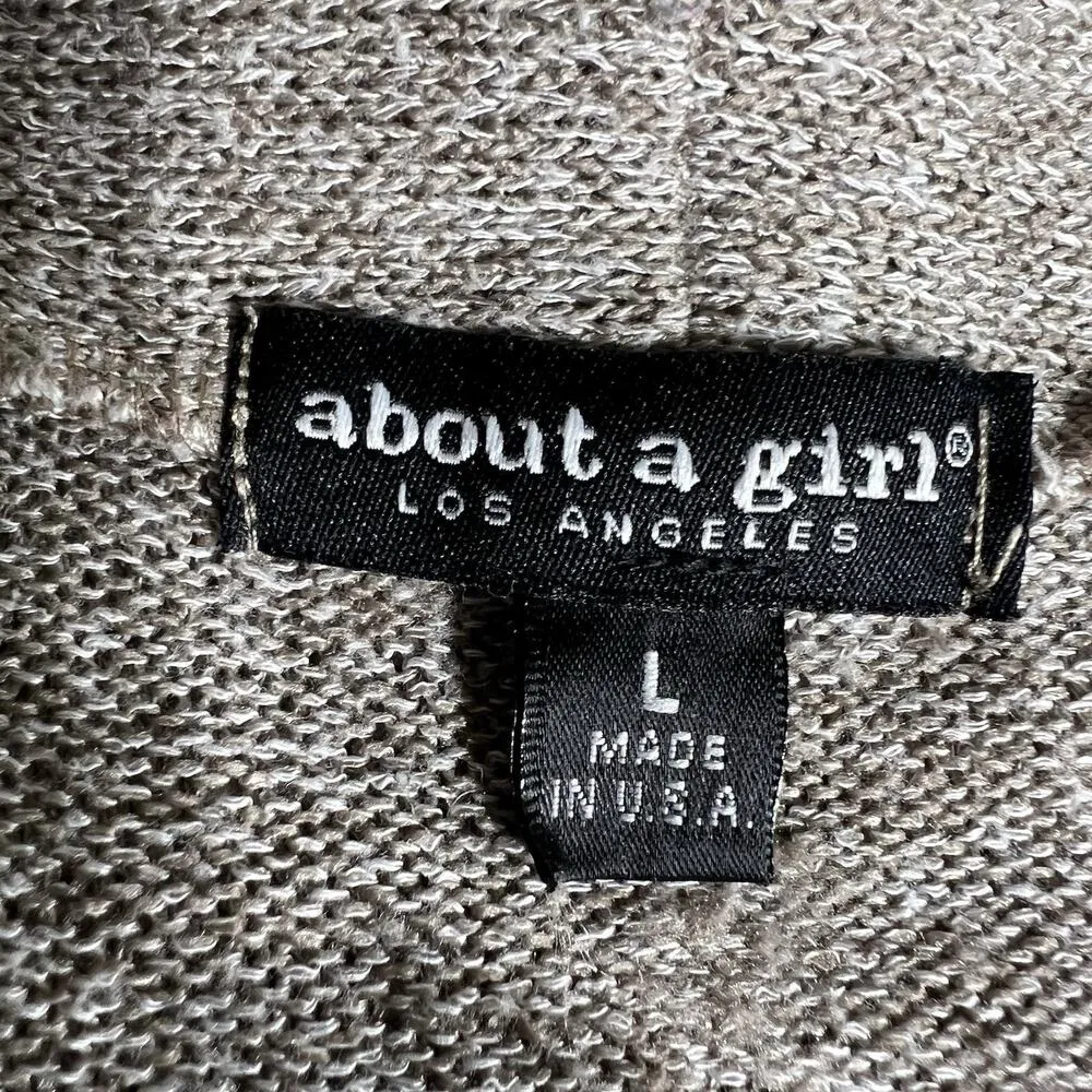 About A Girl Womens Knit Cardigan Sweater Open Front Pockets Lightweight Tan Lar - Image 6