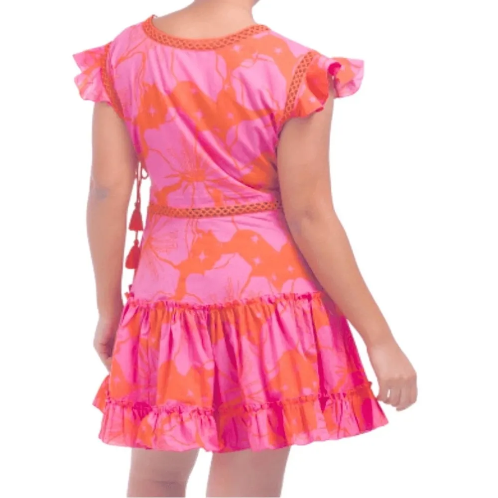 Z&L Europe Women's M Cover Up Mini Dress Flutter Sleeve Multicolor Pink Size M - Image 2