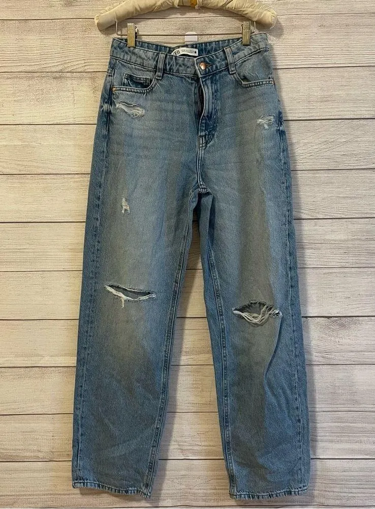 NWT Zara Mom Distressed Straight Leg Jeans - Image 2