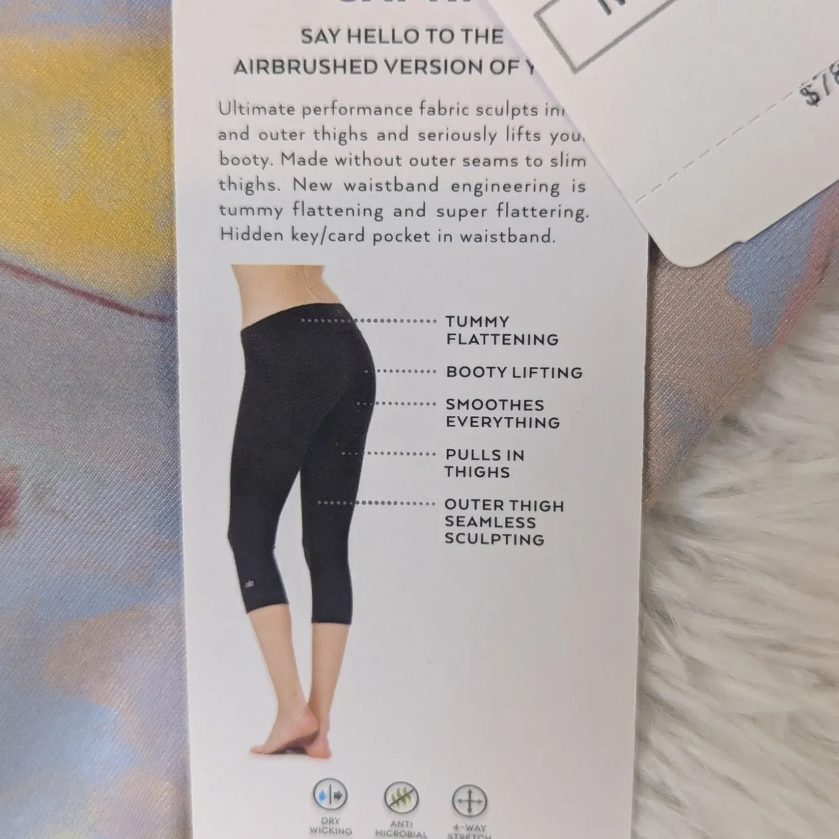 Alo Yoga Airbrush Capri Leggings Blue Orange Brown Size Medium - Image 6