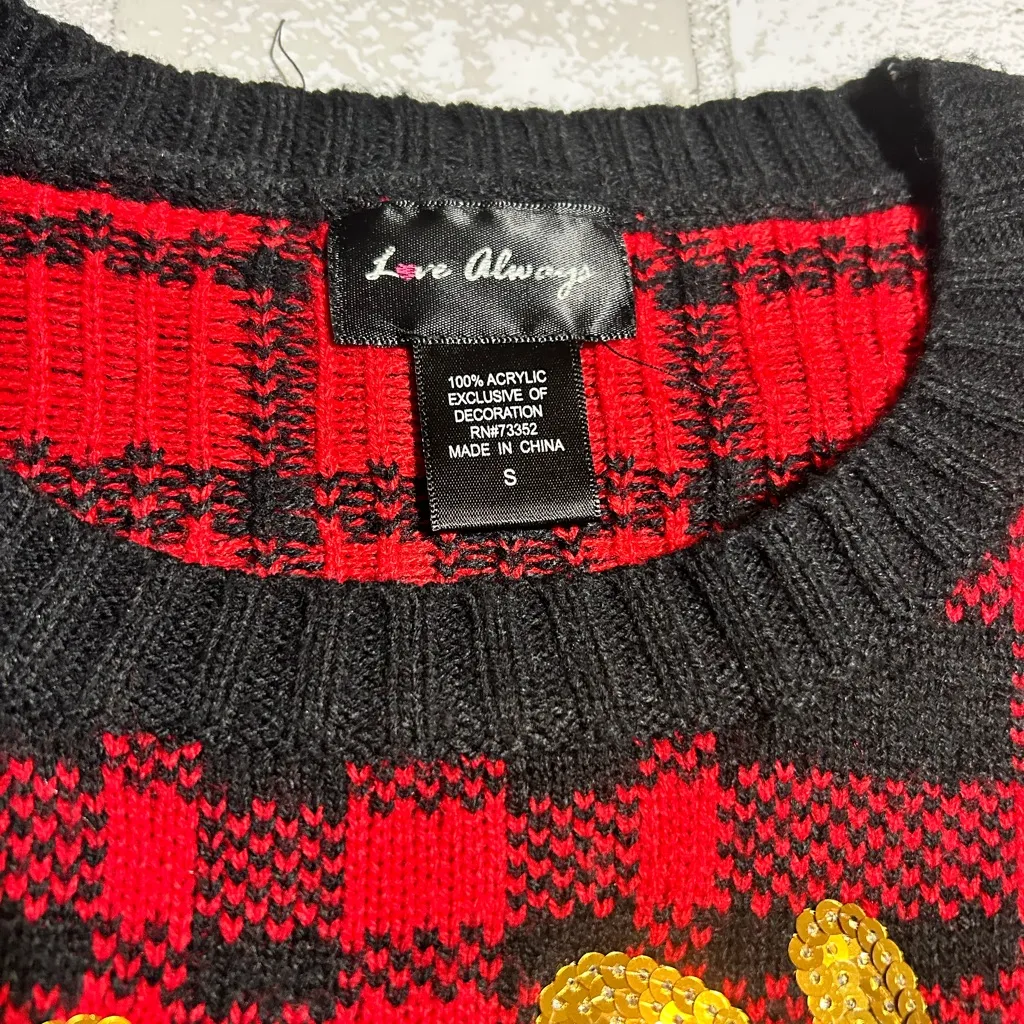 Christmas Red and Black Plaid Reindeer Sweater - Image 4