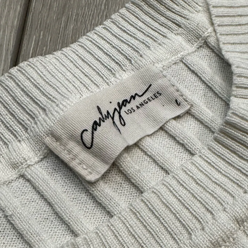 Carly Jean Los Angeles Cream Ribbed Tank Top - Image 2