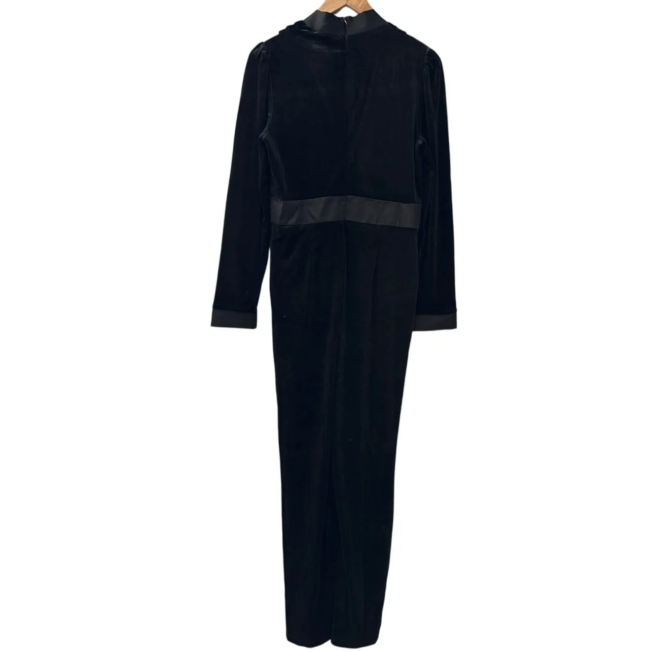 AmyEnjoyLife Black Velvet‎ High Waist Wide Leg Jumpsuit Size Large - Image 5