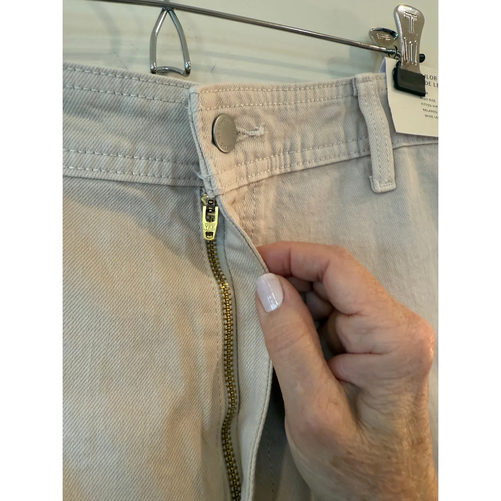 Universal Thread Ankle Jeans Womens 12 Beige Cotton Sailor Wide Leg Relaxed Fit - Image 3