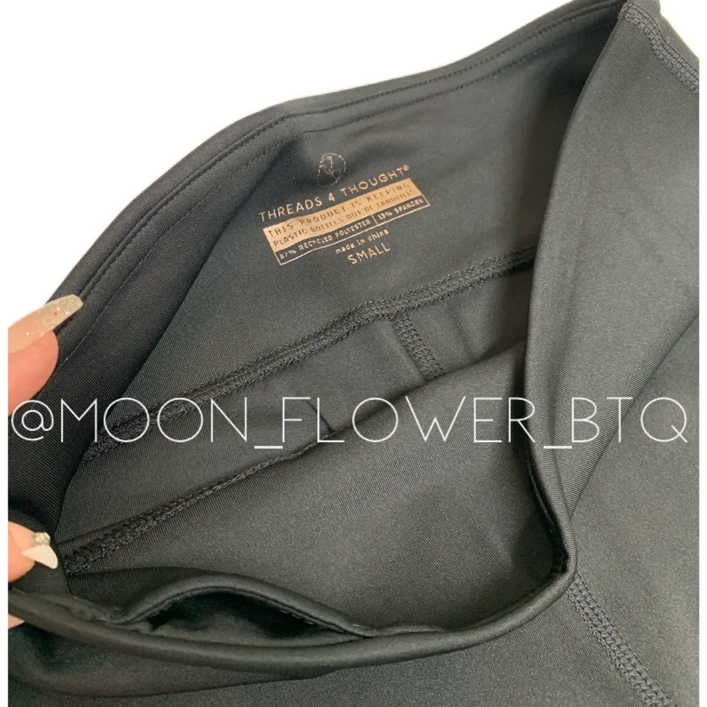 Threads 4 Thought Black High Performance Leggings – Moisture Wicking, Mid Rise - Image 10