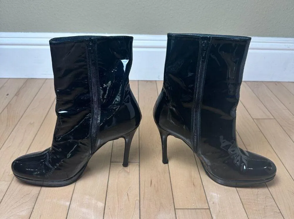 STUART WEITZMAN Women's Apollo Patent Leather Black Ankle Boot Stiletto Size 7.5 - Image 4