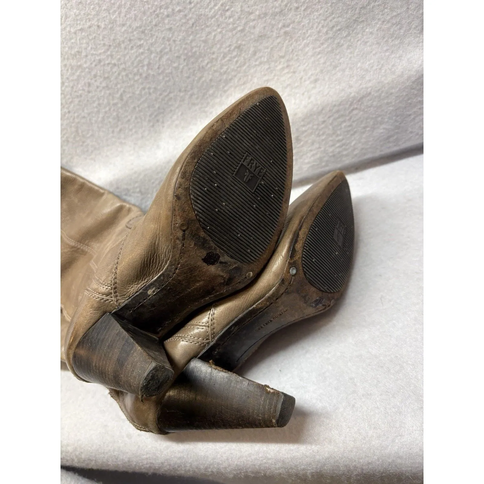 FRYE Regina Zip Heel Tall Brown Leather Womens Size 9.5 M Dress Boots 76311 - Image 5