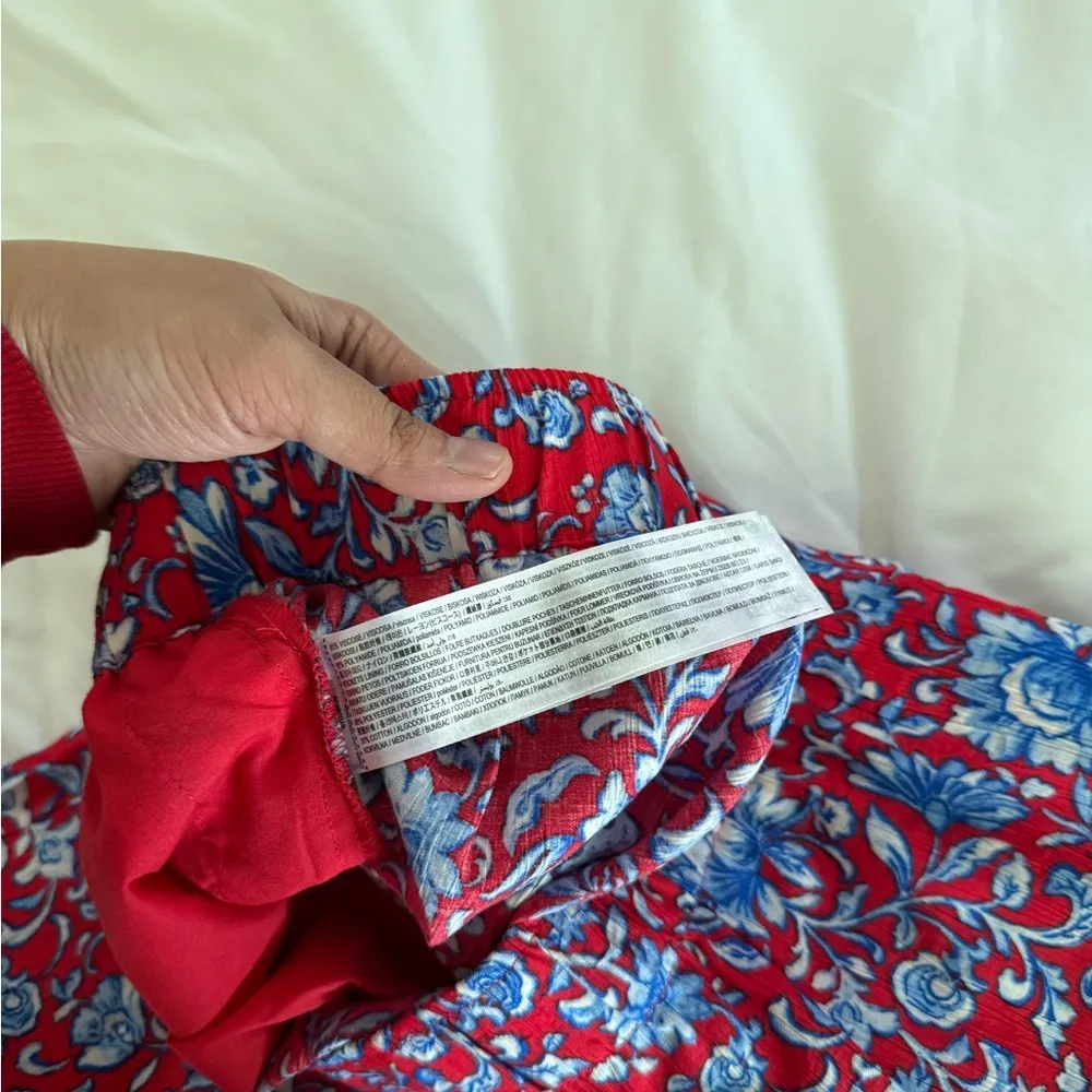 Mango MNG Flowy Comfy Floral Wide Leg Pants Summer Breathable Elastic Waist - Image 4