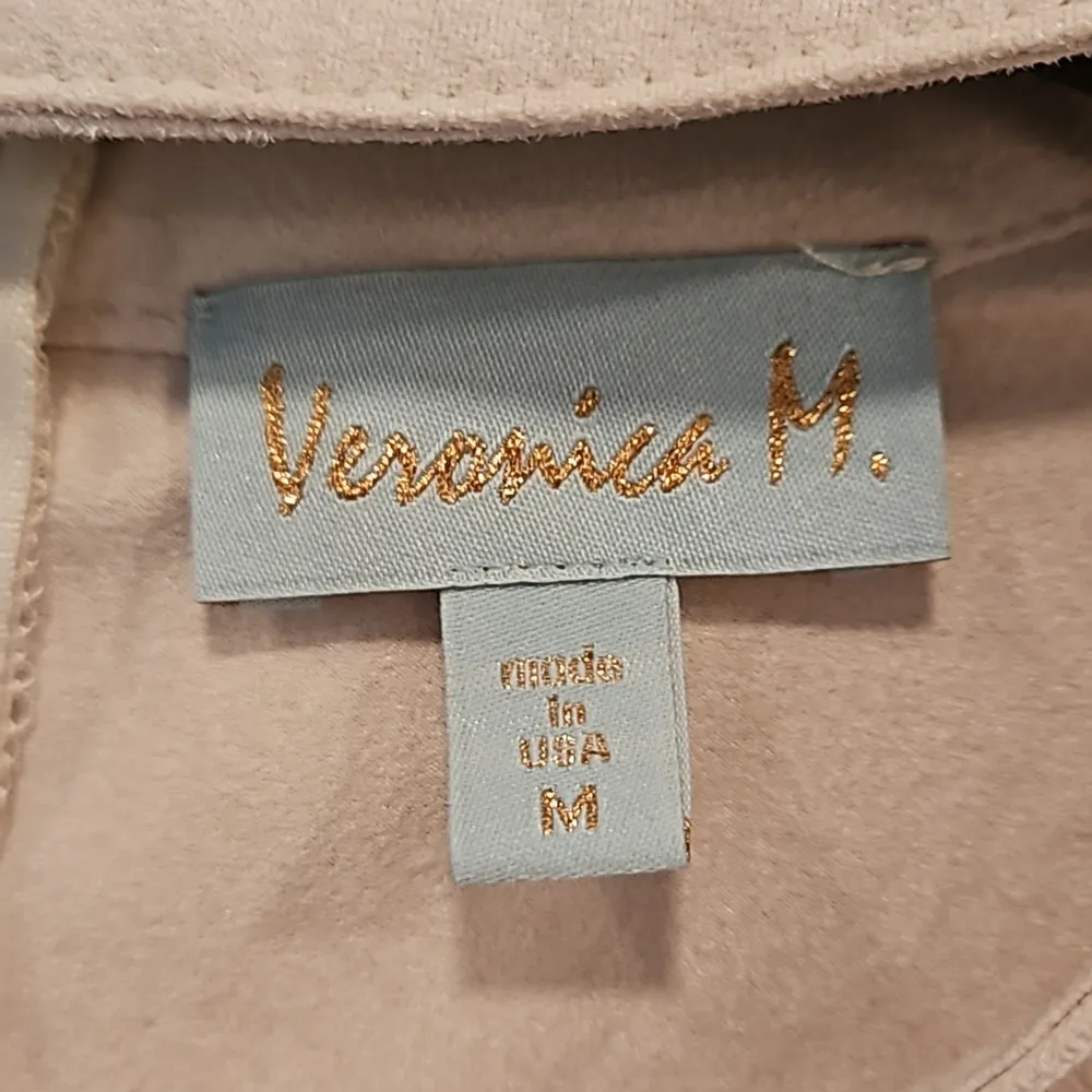 💕VERONICA M💕 100% Suede V-Neck Choker Sleeveles Top ~ Light Beige Medium NWOT - Image 5