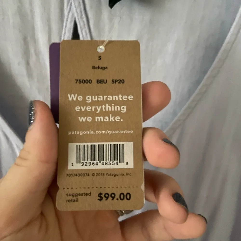 Patagonia Blue 100% Organic Cotton Gauze Romper Button Pockets Womens Size Small - Image 3