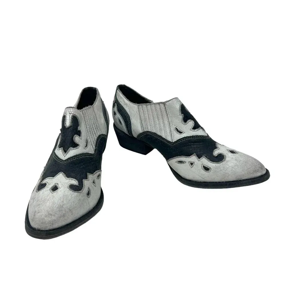 Matisse‎ Steely Leather Ankle Boot White & Black Size 8.5 - Image 4