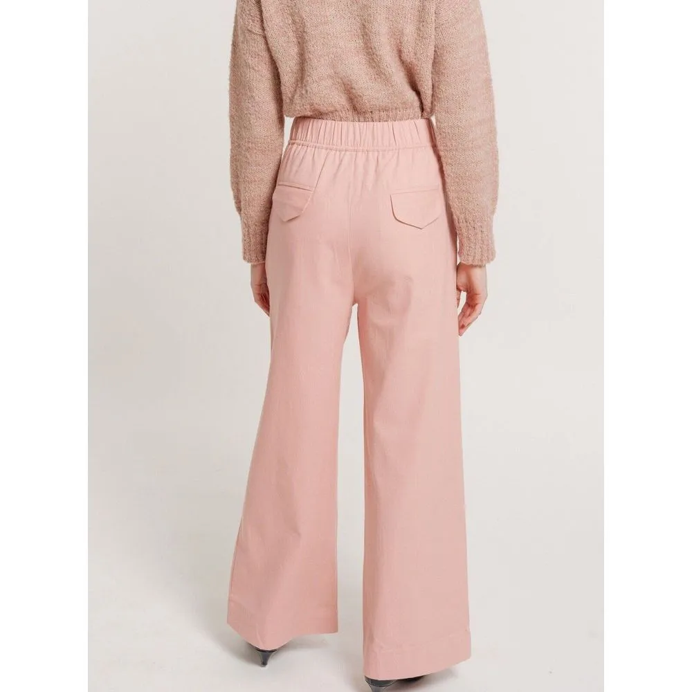 NEW Laude The Label Hepburn Trouser Wide Leg Pull On Minimalist Pink Pants Size XL - Image 3