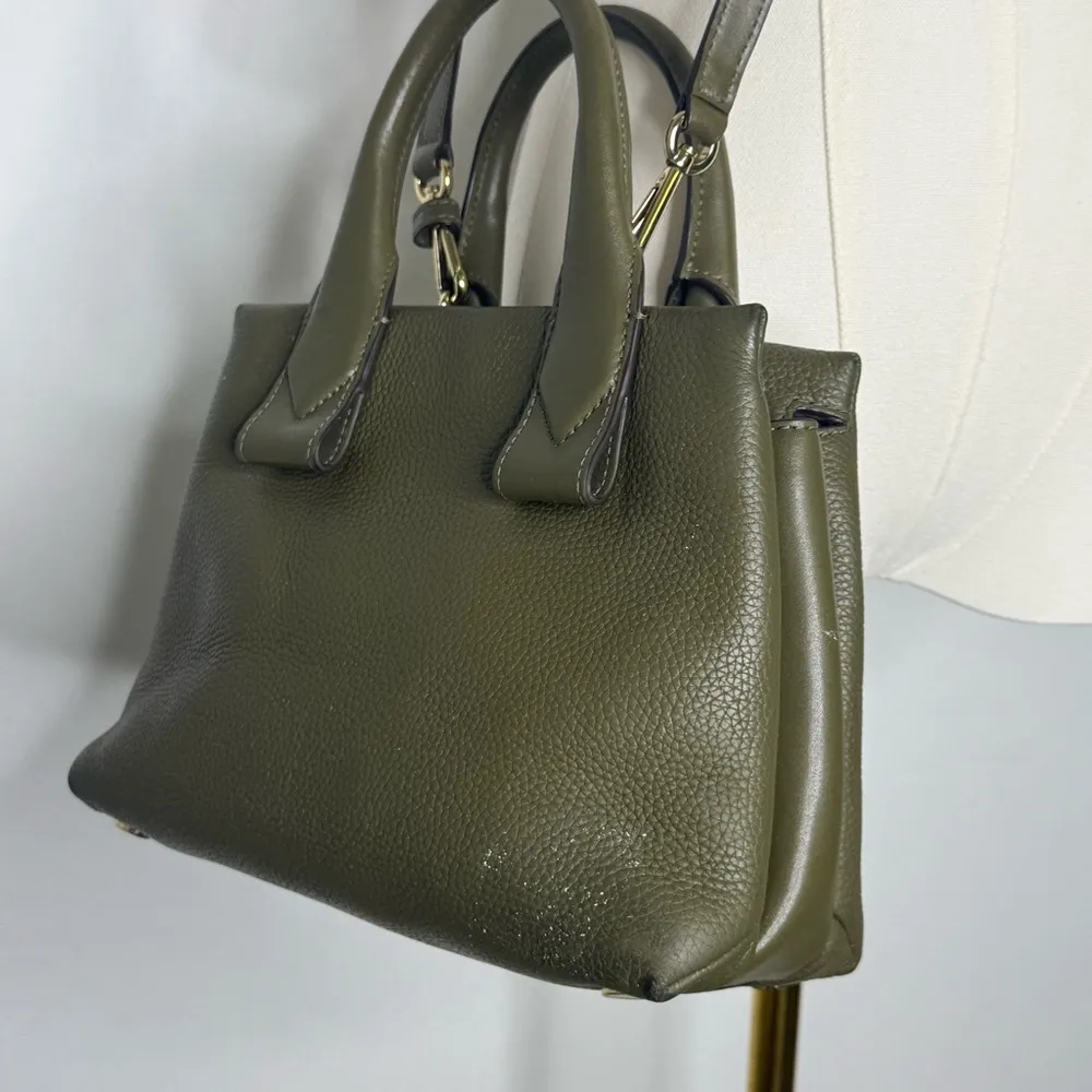 Michael Kors Rollins Satchel Green Pebbled Leather Tote Cross Body - Image 9