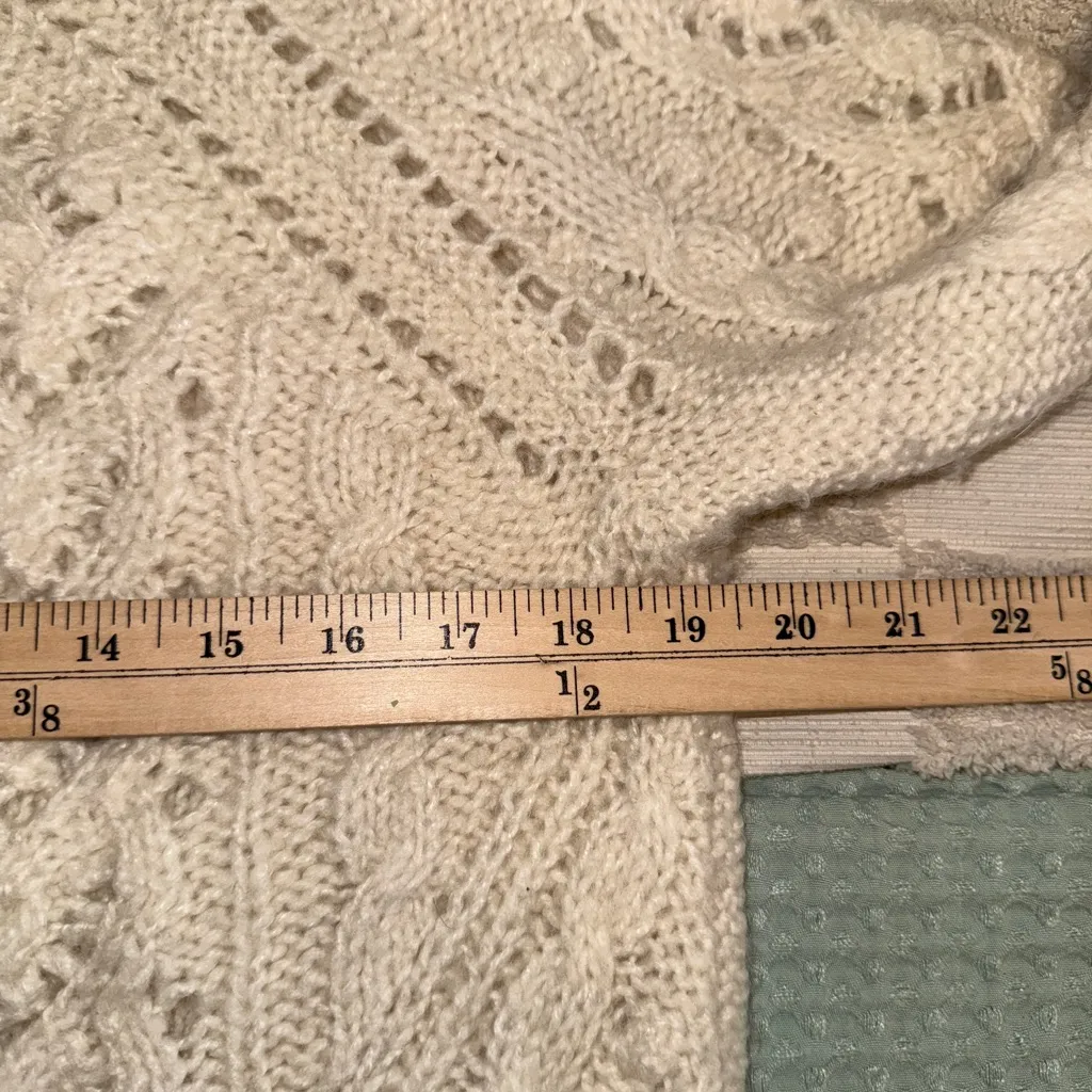 J. Crew Cable-knit Pointelle Sweater with Popcorn Flowers in Warm Ivory XS - Image 4