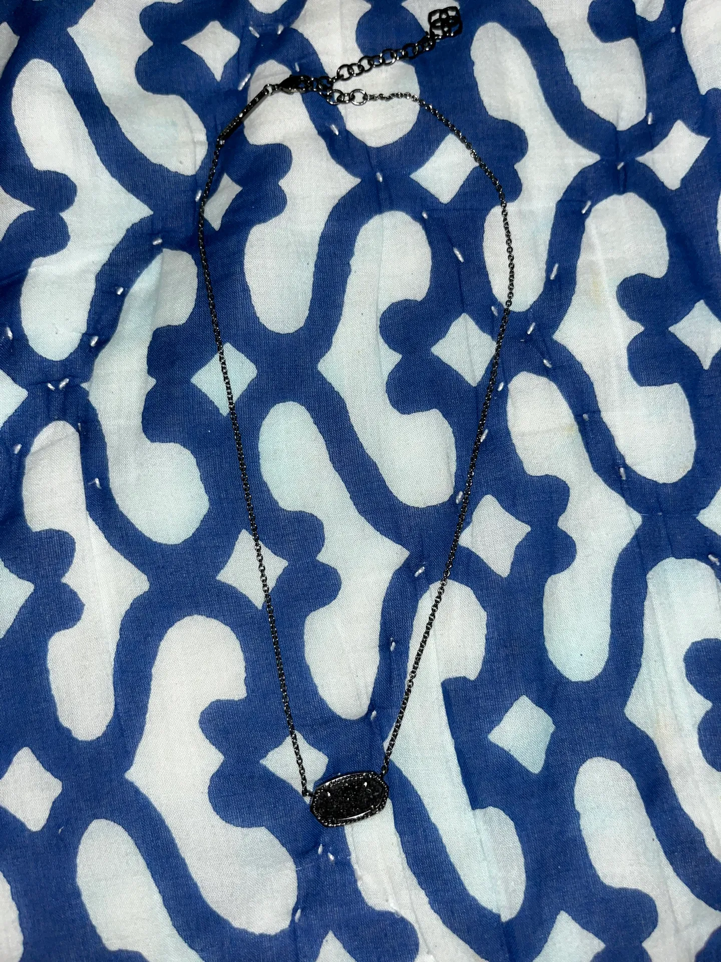 Black  Elisa Gunmetal Stone Necklace - Image 2