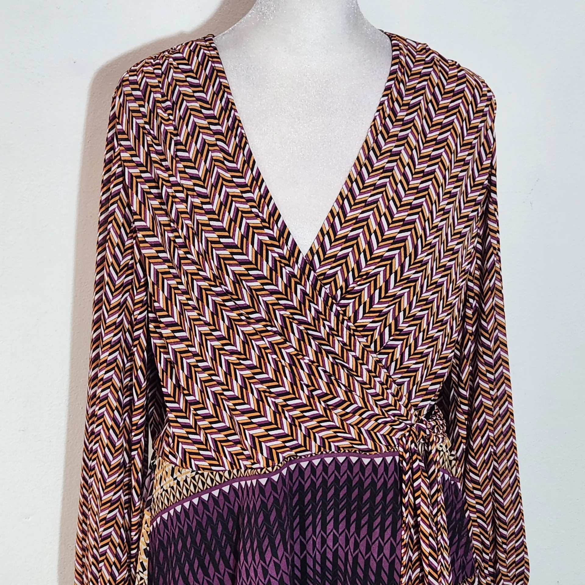 Signature by Robbie Bee Purple Chevron Midi Dress NWT Size Large Print Dress - Image 3