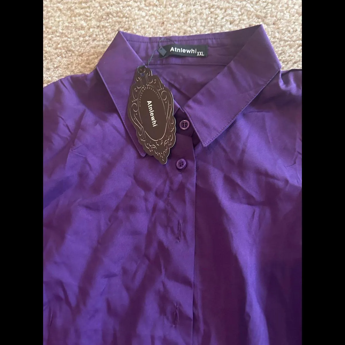 Woman long sleeve button up purple woman business shirt Size XXL - Image 3