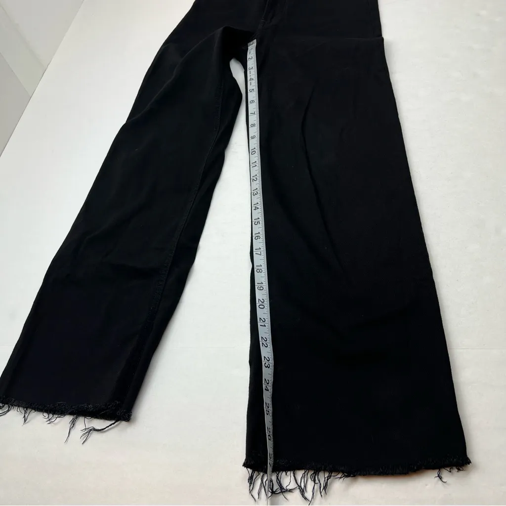 Reformation Womens Size 23‎ Black Stretch Flood Jean Pant Wide Leg Crop Frayed - Image 8