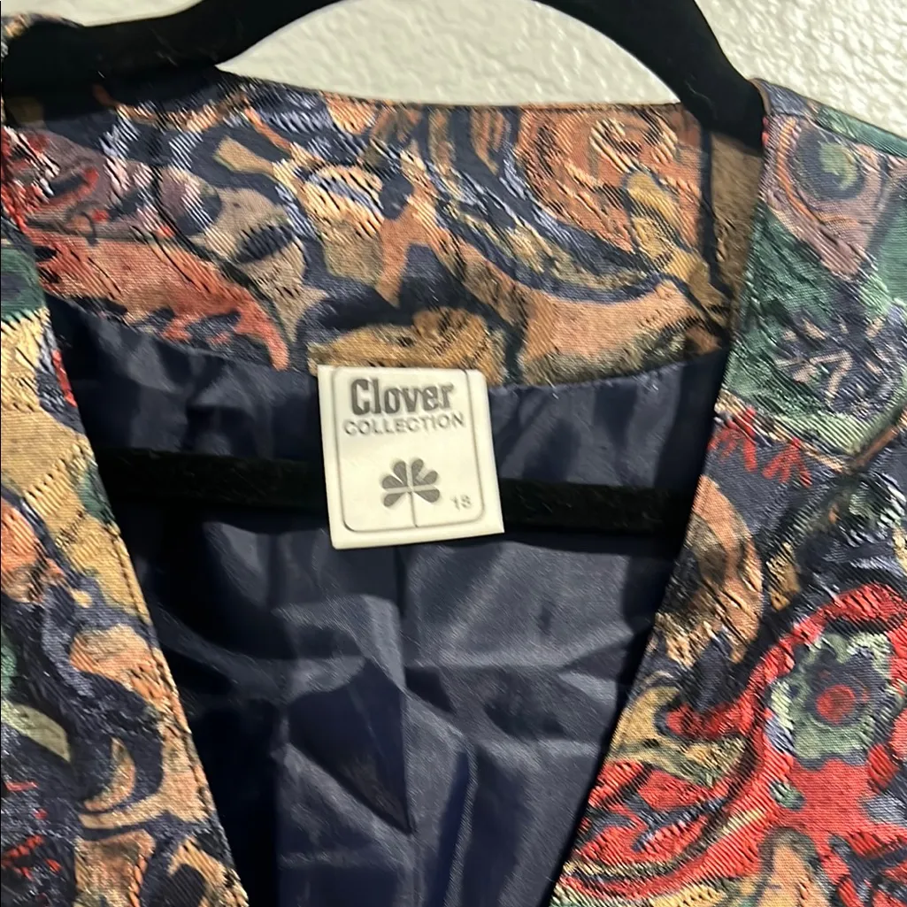 Vintage Multicolor Blazer with Button Details Red Size 18 - Image 4