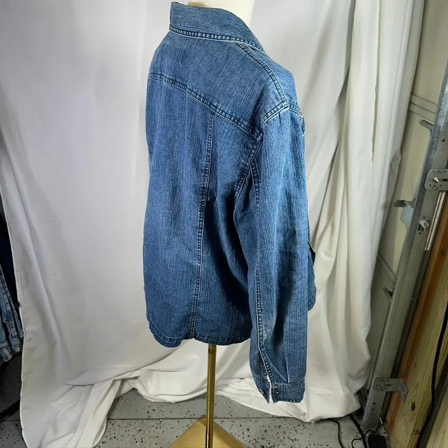 Alfred Dunner Petite Denim Jacket Embellished‎ Button Front Size 16P - Image 7