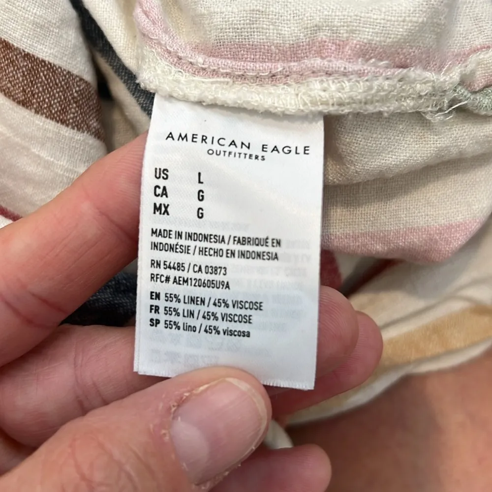 American Eagle  Multicolor Striped button down shirt size large. - Image 7