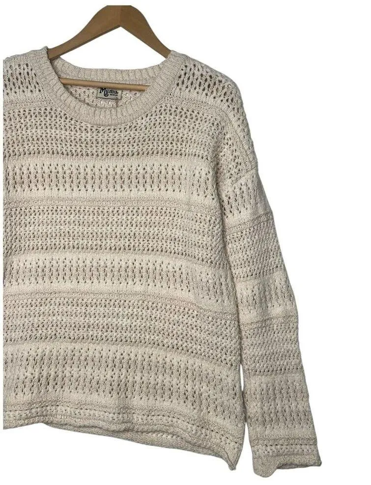 Show Me Your MuMu Sweater Womens M Open Knit Round Neck Long Sleeve Pullover Tan - Image 2