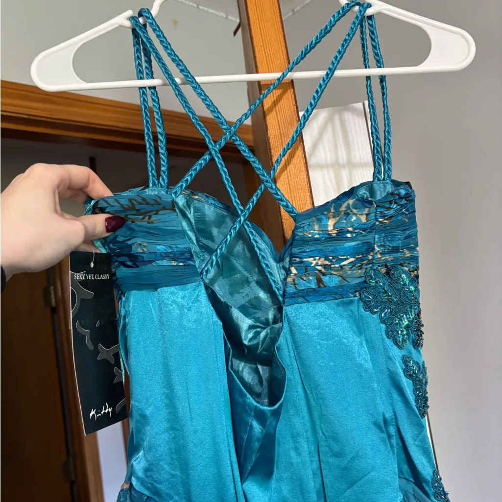 Beaded Mermaid Dress Blue Size L - Image 3