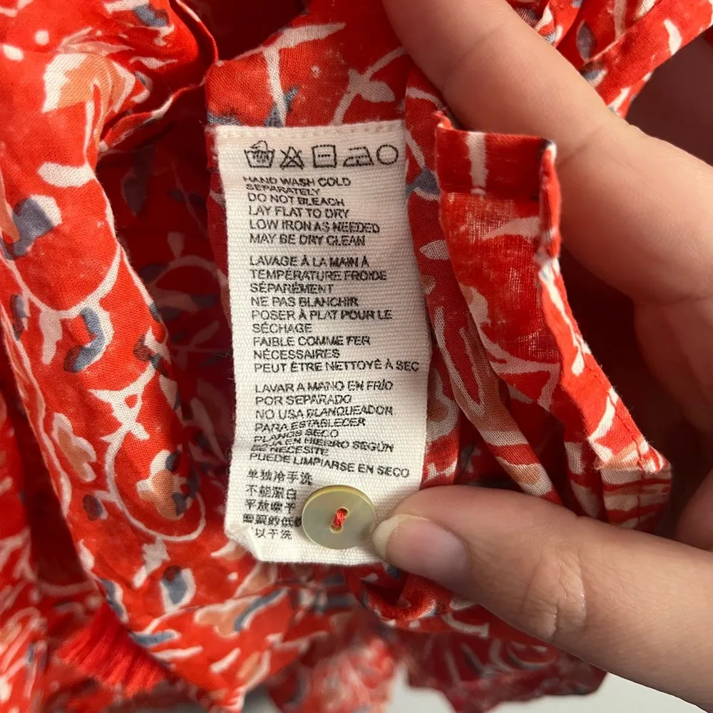 CLEOBELLA Mylah Blouse block print orange/red/white organic cotton top size xs - Image 7