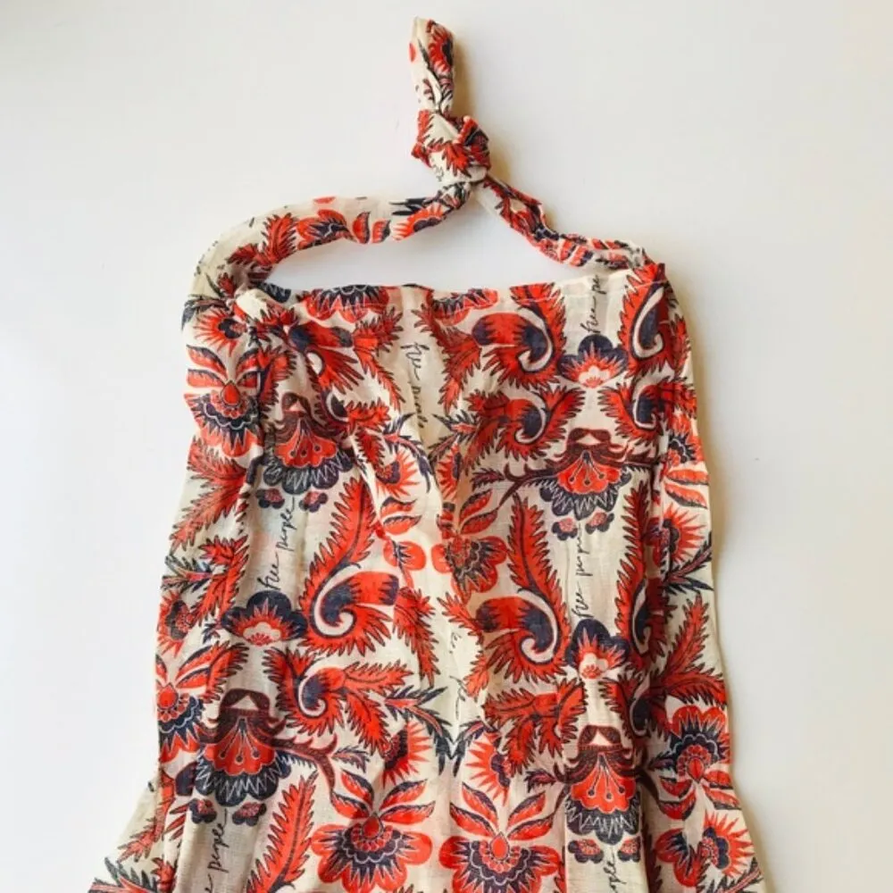 Free People Gauzy Cloth Reusable Shopping Tote Bag Boho Print Linen Slouchy - Image 2