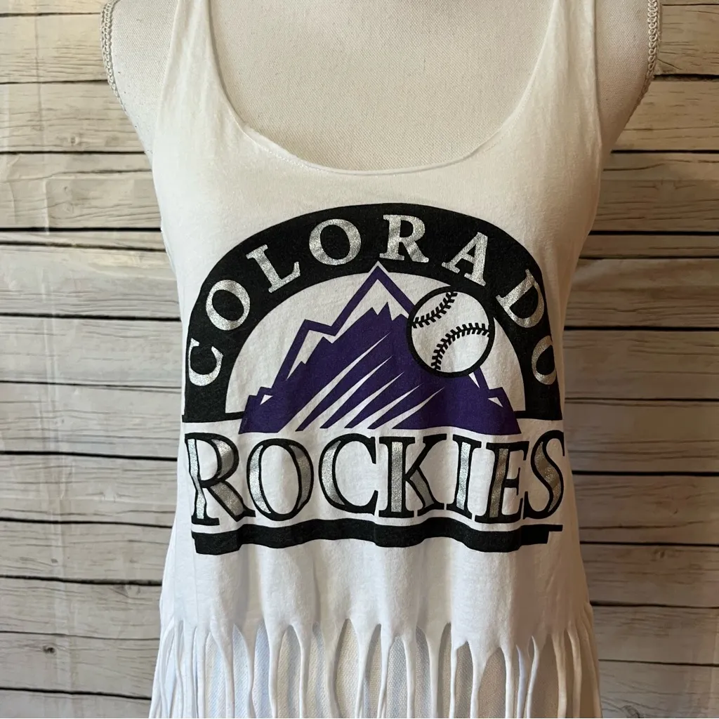 PINK Victoria's Secret Colorado Rockies White Fringe Tank Top - Image 2