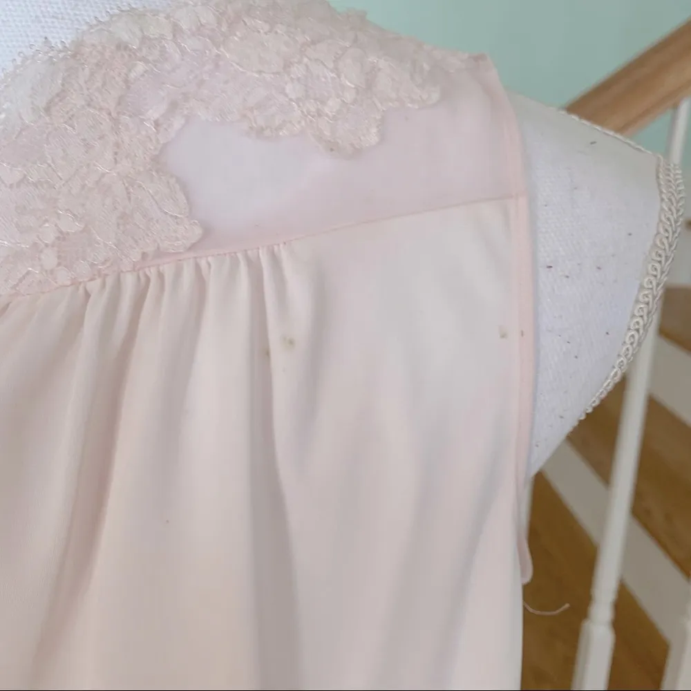 Vintage Shadowline Pink Lace Embroidered Nightie Nightgown S - Image 7