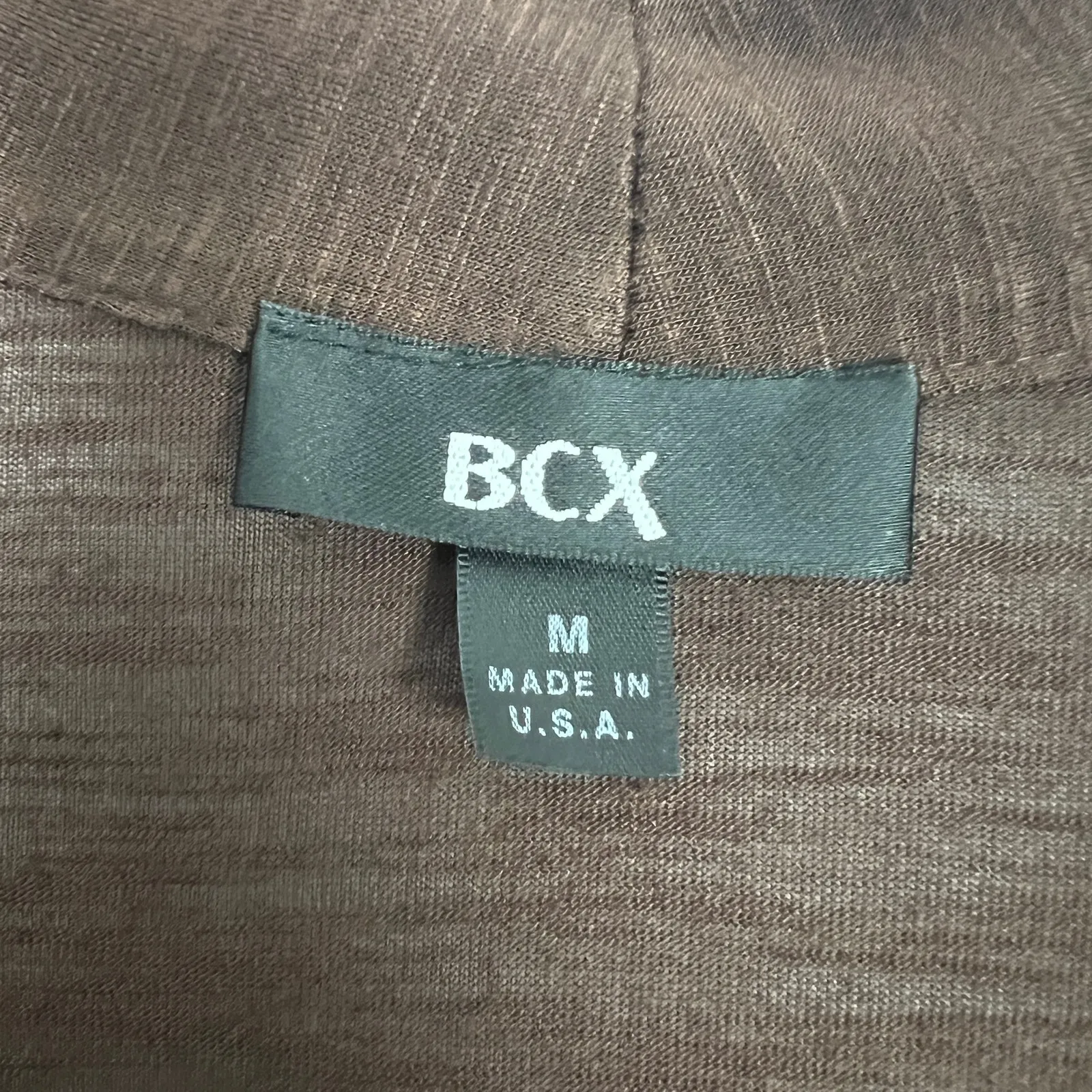 BCX Short Sleeve Brown Ruffle Trim Cardigan Size Medium - Image 2