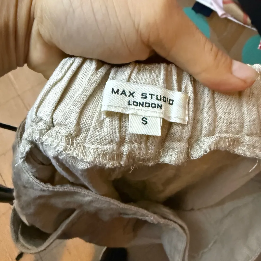 Max Studio Beige Linen Blend Wide Leg Pants - Image 4