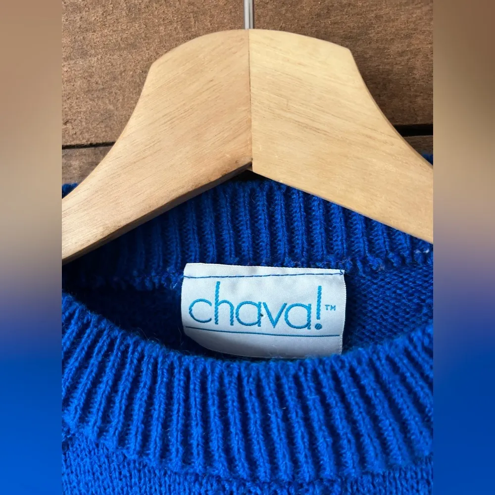 Vintage 90s Chava Knit Sweater Blue Textured Mock Neck Lightweight Pullover Size undefined - Image 4