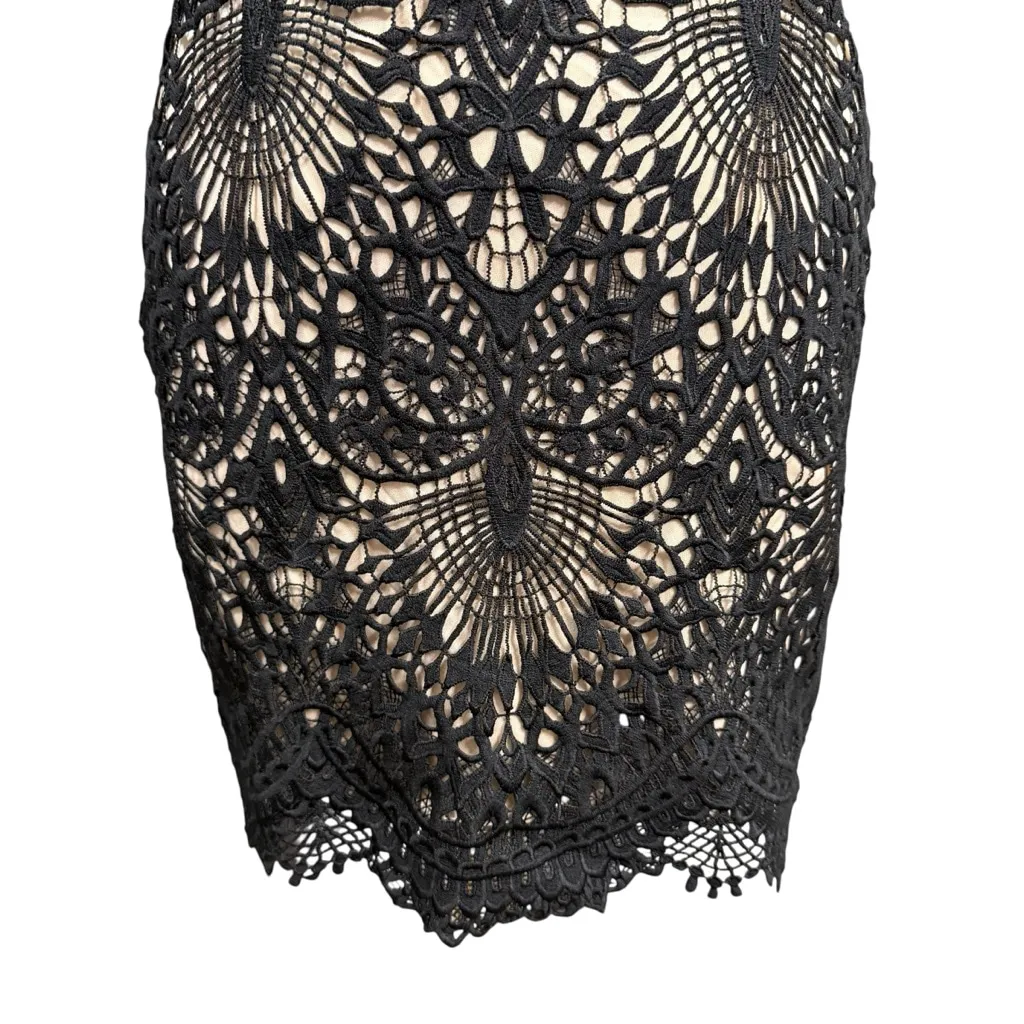 Lulus Black Lace Overlay Nude Lined Sleeveless Mini Dress Size M Size M - Image 3