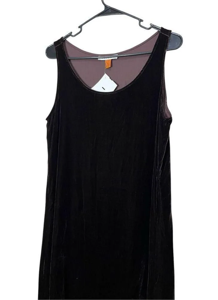 Vintage Harari Silk Blend Dark Brown Velvet Maxi Dress Size M NWT Size M - Image 3