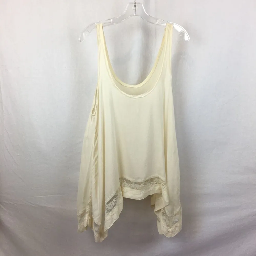 Free People Ivory Swing Shark-bite Hem Sleeveless Tank Top S - Image 3