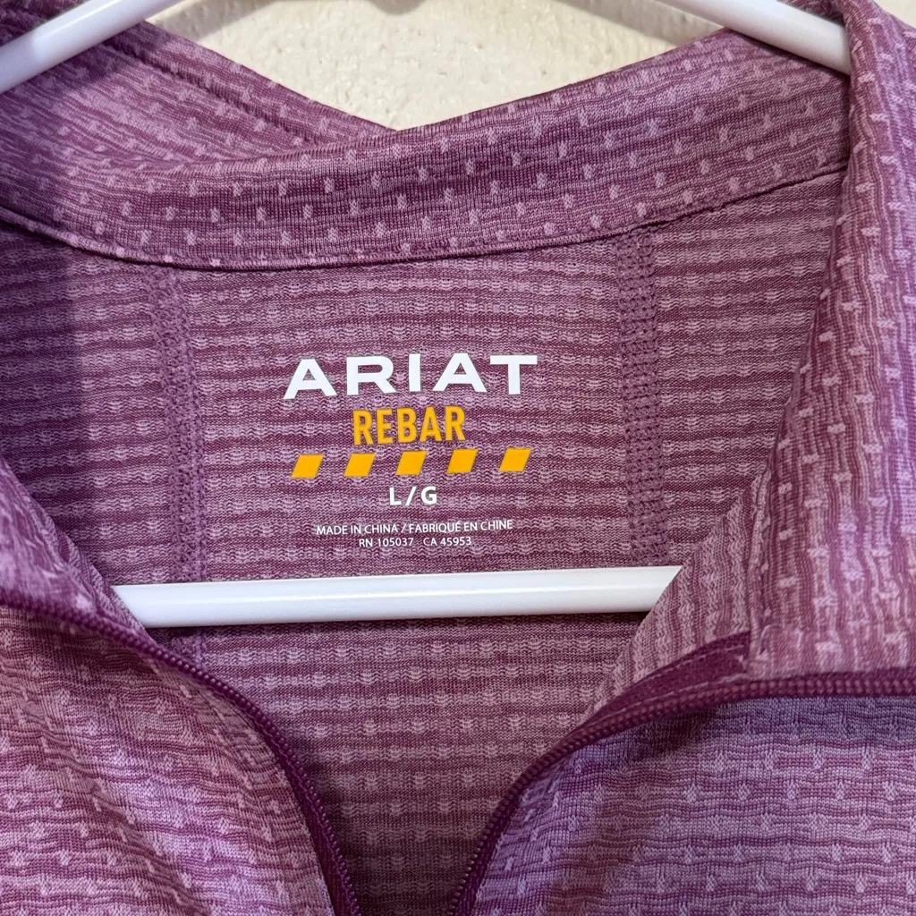 Ariat Rebar Evolution 1/2 Zip Top - Grape Kiss - Large - Image 3