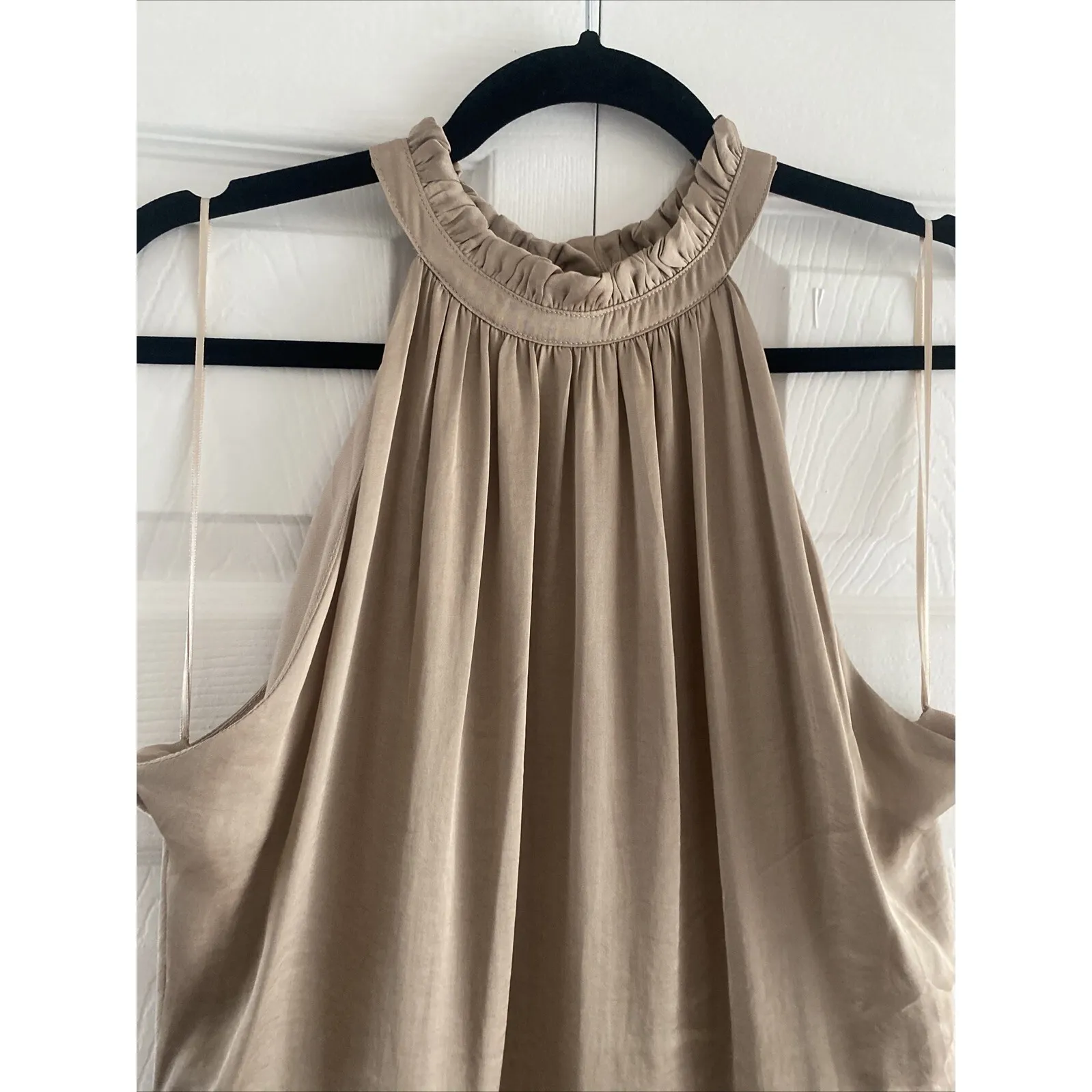 Elie Tahari Womens 12 Sleeveless High Neck Champagne Dress Knee Length Event - Image 2