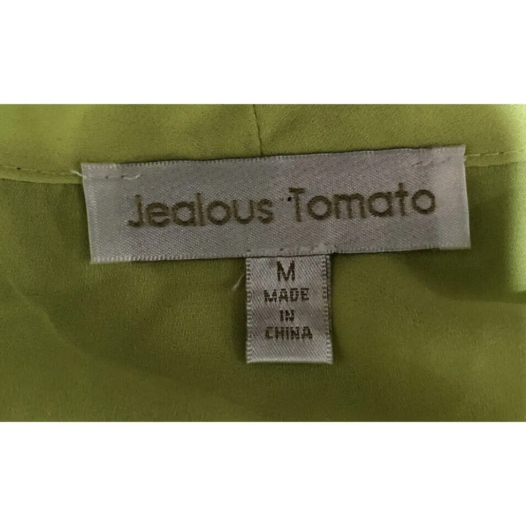 Jealous Tomato ~ Size Medium ~ Lime Green ~ Open V-Neck - Image 7
