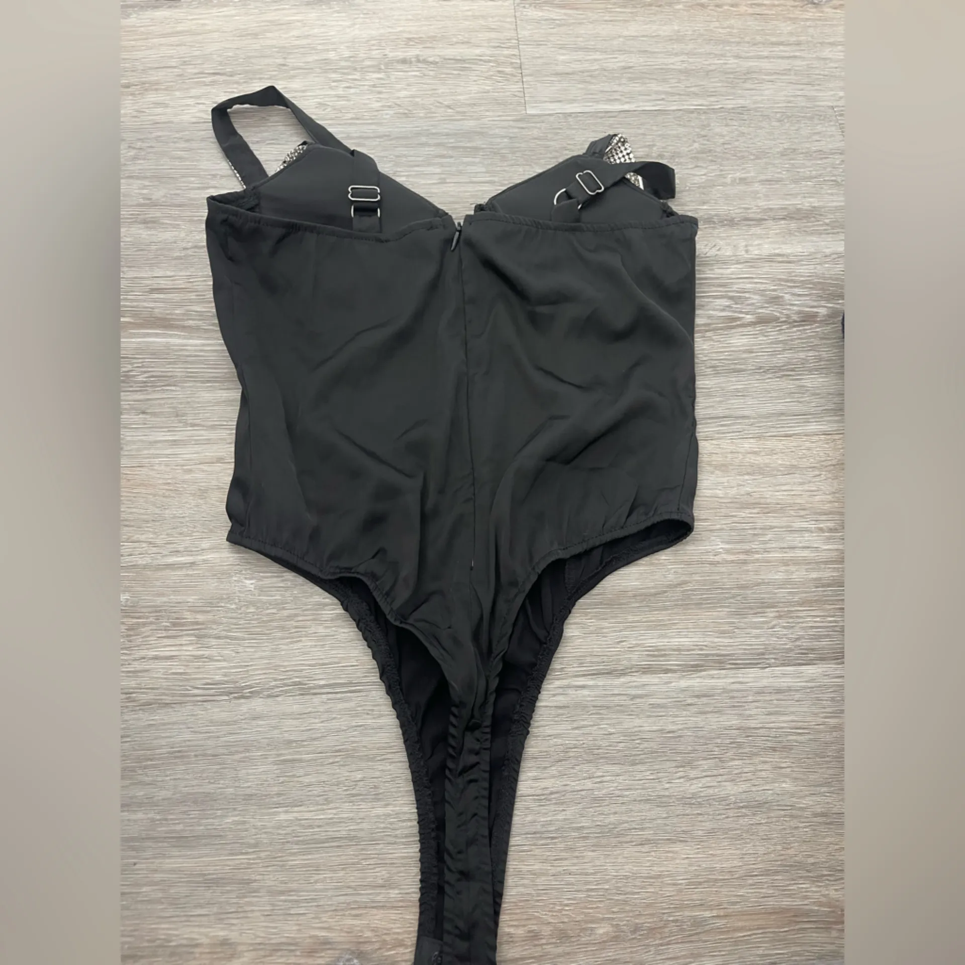 PLT BLACK SATIN RHINESTONE STRAPS BODY US4 - Image 7