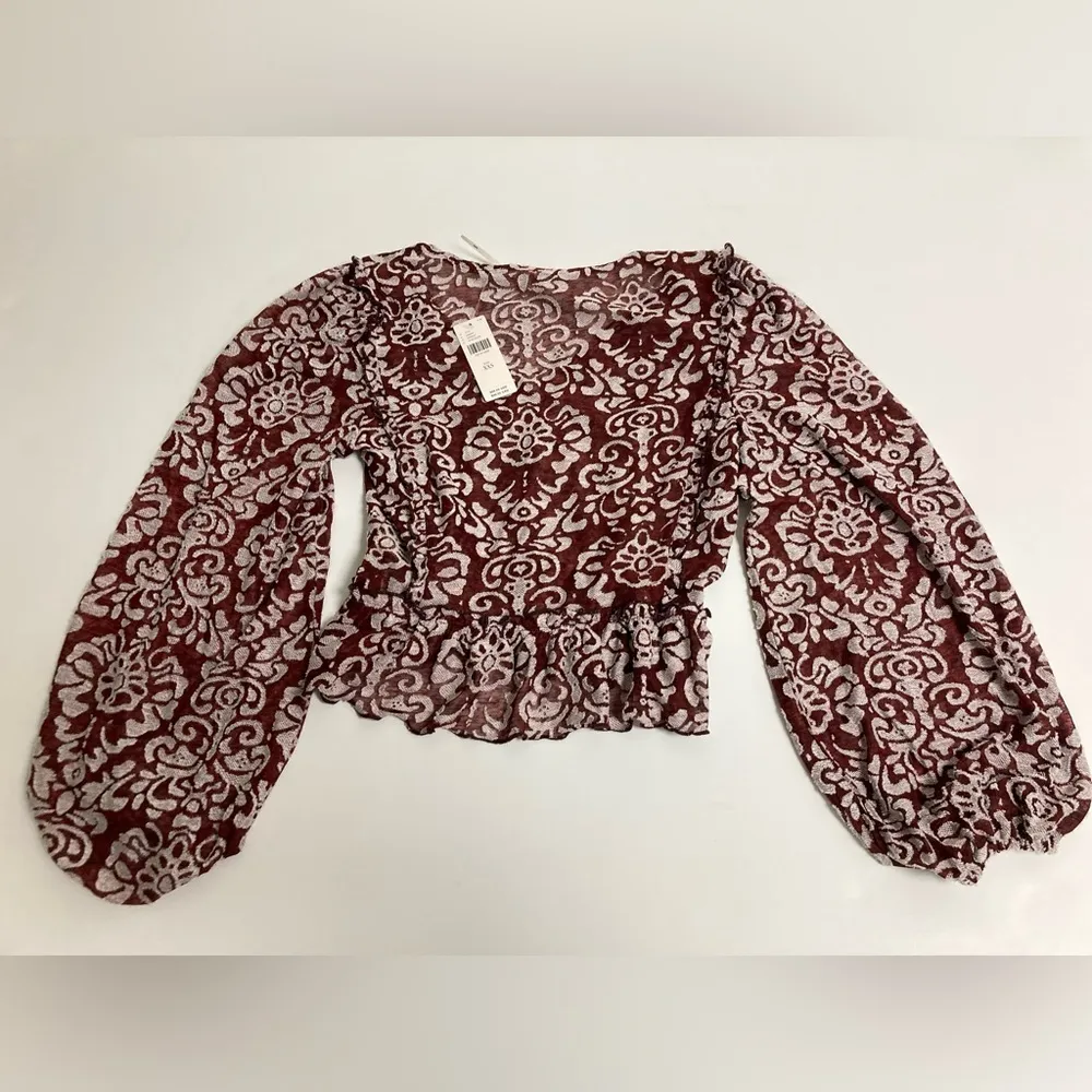 NWT Anthropologie (Burgundy & white/bone) Floral design/print - Image 10