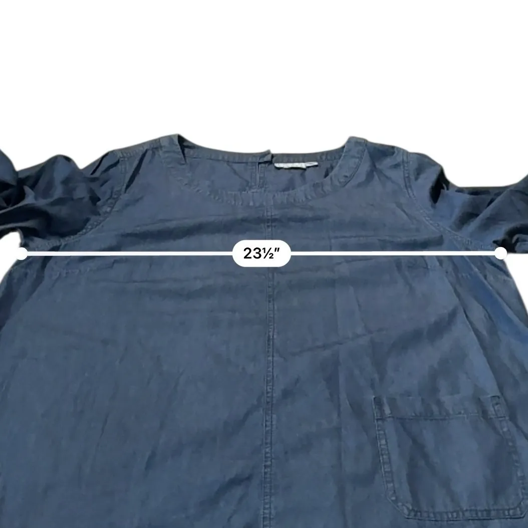 Joan Rivers Denim Tunic Top Women's XL Blue 3/4 Sleeve Pocket Casual - Image 6